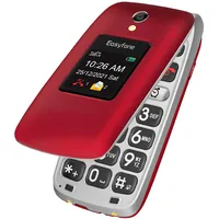 Easyfone Prime-A1 Pro 4G Seniorenhandy Klapphandy ohne Vertrag, Großtasten Mobiltelefon SOS Notruffunktion, FM Radio, 2.4 Zoll HD-Dual Display Handy für Senioren, 1500mAh Akku und Ladestation (Rot)