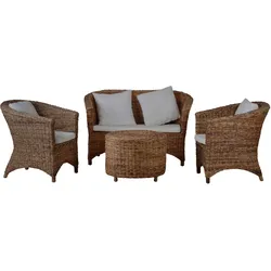 Rattan Garnitur 'Capri' – Set Bananenblatt-Geflecht