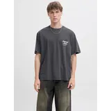 JACK & JONES Rundhalsshirt JORNORREBRO TYPO TEE SS CREW NECK NOOS Baumwolle, relaxed fit grau S (48)