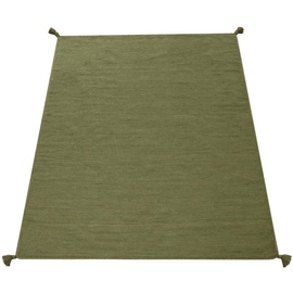 Paco Home Teppich »Kilim 210«, rechteckig, Handgwebt, Flachgewebe, reine Baumwolle, handgewebt, Uni Farben, grün