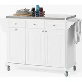 SoBuy Küchenwagen mit Edelstahltop Küchenschrank Rollwagen Weiß FKW33-W