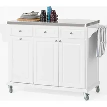 SoBuy Küchenwagen mit Edelstahltop Küchenschrank Rollwagen Weiß FKW33-W