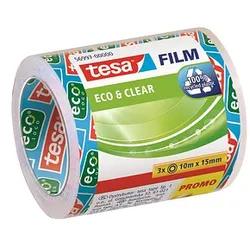 tesa ECO & CLEAR Klebefilm transparent 15,0 mm x 10,0 m 3 Rollen