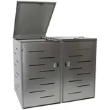 MCW XL 2er-/4er-Mülltonnenverkleidung MCW-E83, Mülltonnenbox, erweiterbar 116x141x98cm Edelstahl 50kg