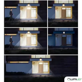 Lumiled Solar Wandleuchte Solarlampe Außenwandlampe mit Bewegungsmelder Warmweiß 3000K Außen Sicherheitslampe Gartenleuchte Wegbeleuchtung IP44