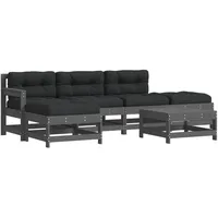 vidaXL Garten-Lounge-Set 6-tlg. grau Massivholz