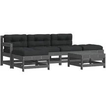 vidaXL Garten-Lounge-Set 6-tlg. grau Massivholz