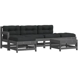 vidaXL Garten-Lounge-Set 6-tlg. grau Massivholz