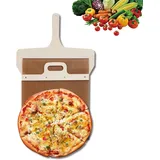 ARTGHJL Sliding Pizza Peel, Verschiebbare Pizzaschaufel, Der Pizzaschieber, Der Pizza Perfekt Überträgt, Pizzaschieber Mit Aufhängeloch, für hausgemachte Pizzen, Backen(42x26cm)