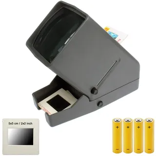 PHOTOLUX LED SV-3 Desktop Slide Viewer für 35mm montierte Dias und Negativstreifen mit 3-facher Vergrößerung inkl. 4x AA Batterien