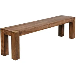 Sitzbank Landhaus-Stil: Massivholz Sheesham, 200 kg Belastung, handgefertigt. Braun, 160x35x45 cm | Kadima Design