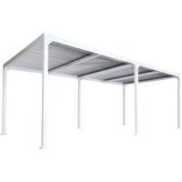 Mendler Alu Pergola HWC-L41, Lamellen-Pavillon Terrassenüberdachung, stabiles 8cm-Metall-Gestell 3x6m ~ weiß