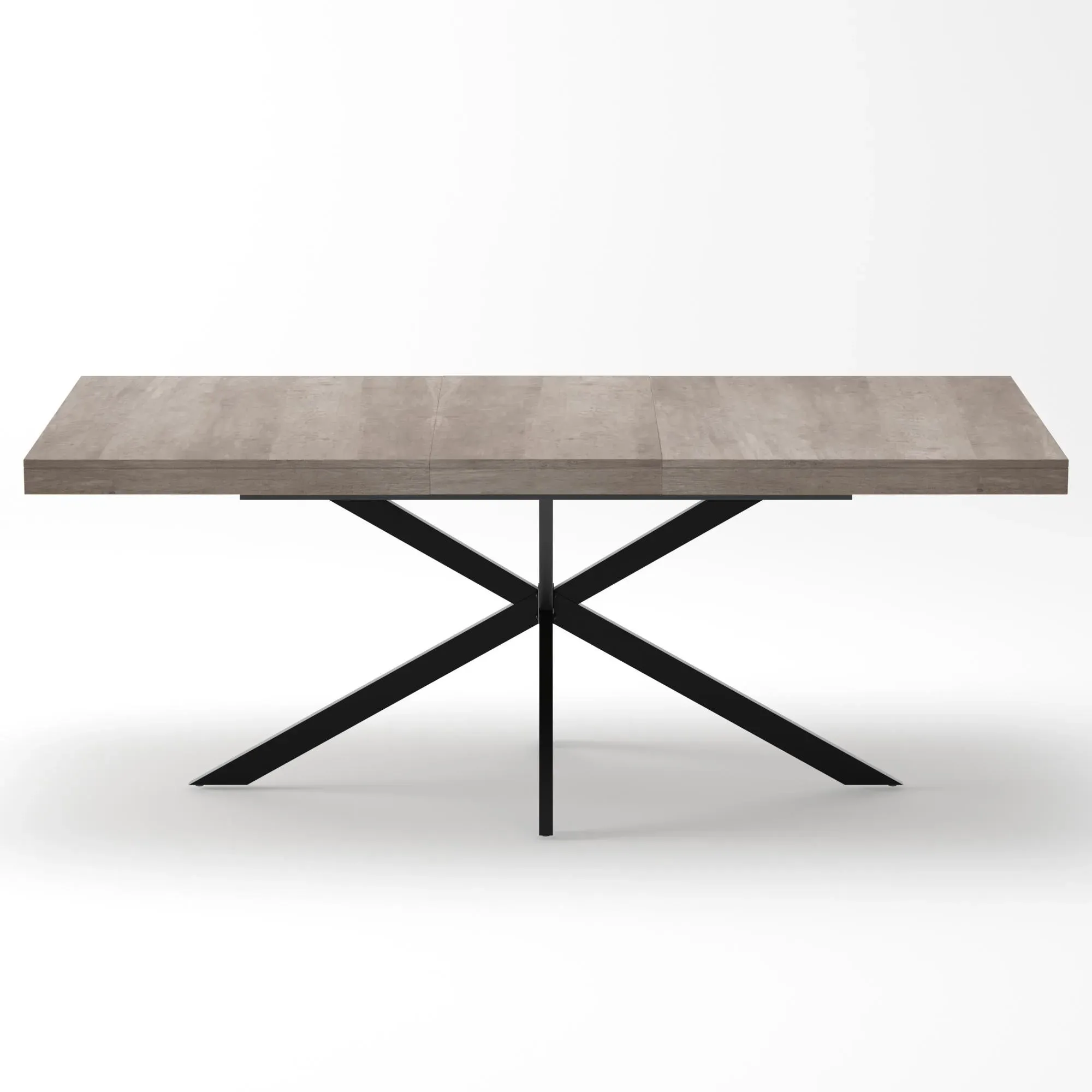 Retro ausziehbarer Esstisch, verstecktem Stauraum und sanftem Ausziehmechanismus für 4–6 Personen, 160x80x76 cm, Grau