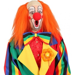 Karneval-Klamotten Clown-Kostüm Clown Perücke Clownglatze mit orangene Haaren, Clownsperücke Glatze Herrenperücke Narren Perücke Erwachsene Zirkus beige