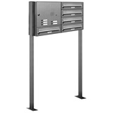 AL Briefkastensysteme Briefkasten Premium Edelstahl Stand Anlage mit Klingeln, Post A4, modern, robust, wetterfest, Artikelnummer: 132V5S2KS