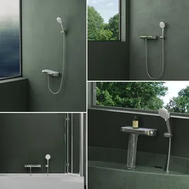 mai & mai Thermostat Badewannenarmatur mit Handbrause Wannenarmatur Wannenthermostat 4 Strahlarten Wandarmatur für Badewanne Silber Duschsystem8