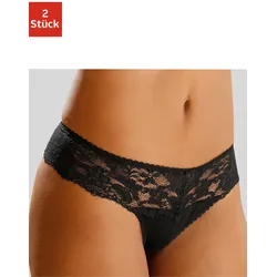 String NUANCE, Damen, Gr. 40/42, schwarz (2xschwarz), Spitze, Microtouch, Obermaterial: 85% Polyamid, 15% Elasthan, körpernah, Unterhosen, Dessous mit breitem Spitzenband