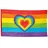 Boland 44721 - Polyester Fahne Regenbogen, Flagge mit Herz, Party-Deko bunt,