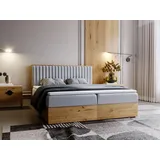 GRAINGOLD - Boxbett mit Bettkasten 180x200 Hellgrau Samt, Forest