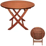 Spetebo Gartentisch Eukalyptus Gartentisch STOCKHOLM rund - 90 x 73 cm (Packung, 1-St., Massivholz Tisch), Klapptisch aus FSC Holz geölt beige 90 cm x 73.00 cm
