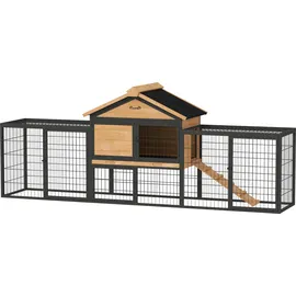 PawHut Freilaufgehege 2 Ebenen 217 x 53 x 86 cm Gelb