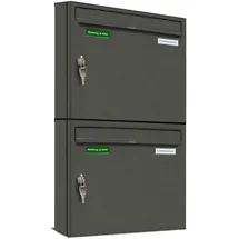 AL Briefkastensysteme Basic 2er Briefkasten Grau inkl. Zeitungsfach