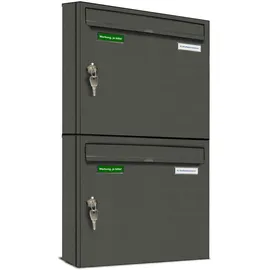 AL Briefkastensysteme Basic 2er Briefkasten Grau inkl. Zeitungsfach