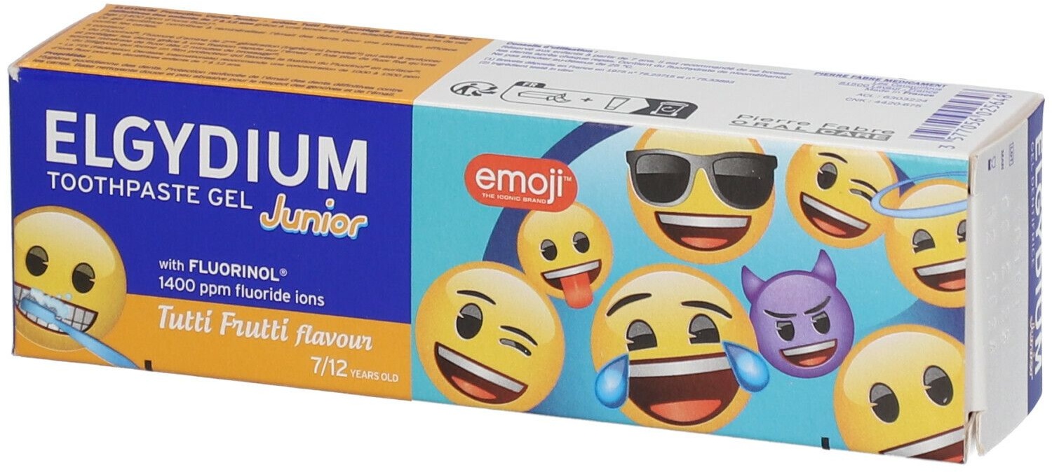 ELGYDIUM JUNIOR Gel Dentifrice Emoji Arôme Tutti Frutti 7-12 ans 50 ml dentifrice(s)