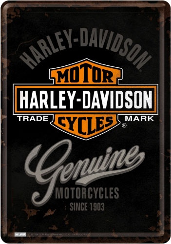 Nostalgic Art Harley-Davidson - Genuine Logo, Blechschild - 14 cm x 10 cm