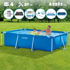 Intex Pool mit rechteckigem Rahmen 260 x 160 x 65 cm mit Zubehör – 2827197 Blau No Size