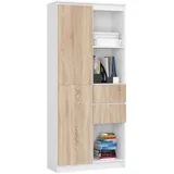 Akord Mehrzweckschrank 80 x 180 x 35 cm Weiß/Sonoma Eiche