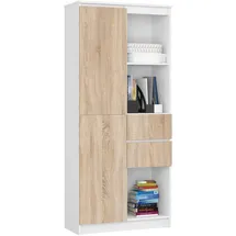 Akord Mehrzweckschrank 80 x 180 x 35 cm Weiß/Sonoma Eiche