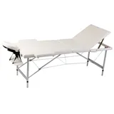 vidaXL Massagetisch mit Aluminiumrahmen, faltbar 3 Zonen Creme-Weiß