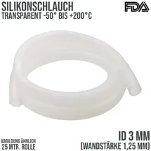 FP Silikonschlauch FDA 3 x 5,5 mm 25 m transparent