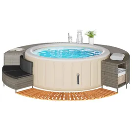 vidaXL Whirlpool-umrandung Grau Poly Rattan Und Massivholz Akazie