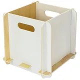 HMF Aufbewahrungsbox aus Holz zum Zusammenstecken, passend für Bücherregale, 25 x 25 x 25 cm, Weiß