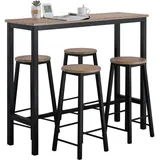 SoBuy Bartisch mit Stühlen Esstisch Stehtisch Balkontisch Küchentisch Bistrotisch mit 4 Barhockern Sitzgruppe Gartenmöbel Set im