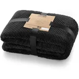 DecoKing Kuscheldecke 220x240 cm schwarz Decke Microfaser Wohndecke Tagesdecke Fleece weich sanft kuschelig skandinavischer Stil Henry