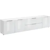 VOLEO TV-Lowboard 226,4x54,0x40,0 Weiß Hochglanz/Glas Holzwerkstoff