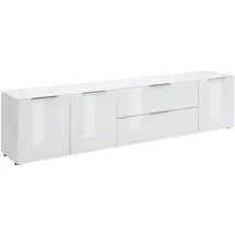 VOLEO TV-Lowboard 226,4x54,0x40,0 Weiß Hochglanz/Glas Holzwerkstoff