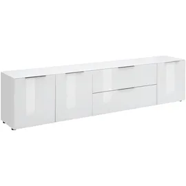 VOLEO TV-Lowboard 226,4x54,0x40,0 Weiß Hochglanz/Glas Holzwerkstoff