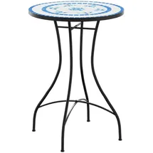vidaXL Mosaik-Bistrotisch Ø 50 x 70 cm Blau/Weiß