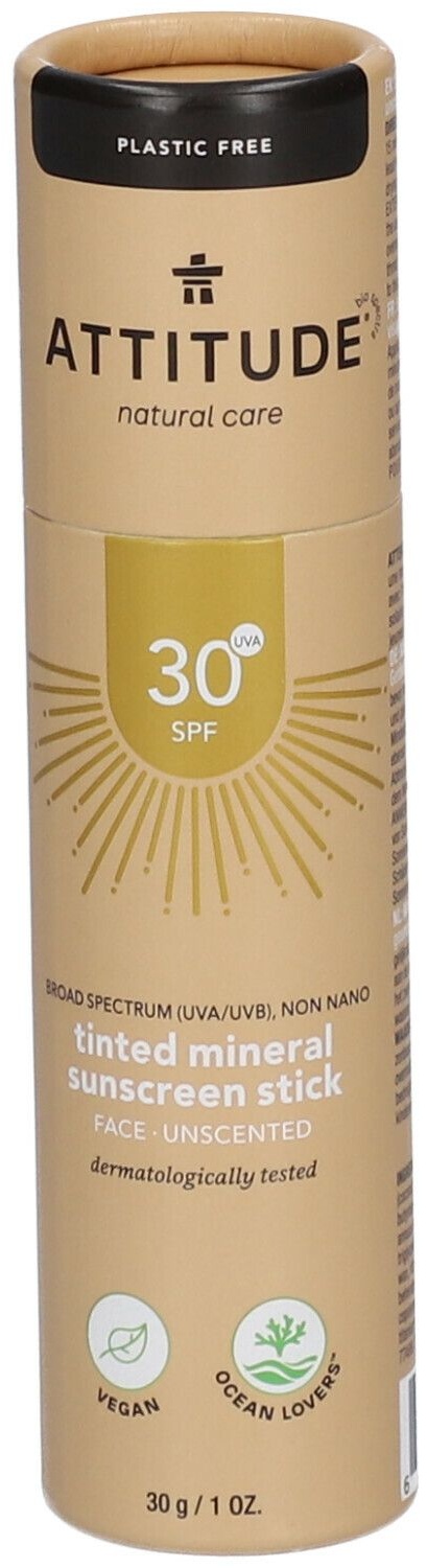 ATTITUDE Bâton solaire minéral visage teinté FPS 30 30 g crème protection solaire
