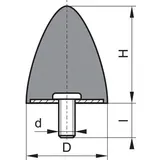 FP Gummi-Metall-Puffer Parabelförmig D30xh36 M8x20