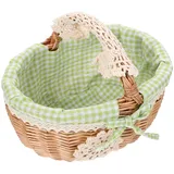 Cabilock Rattan Korb Picknickkorb Obstkorb Weidenkorb Mit Henkel Brotkorb tragbarer Rattankorb Blumen Korb Geflochtener Korb für Outdoor Picknick Tischdeko