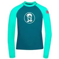 TROLLKIDS Kinder Longsleeve Kvalvika Dunkel-Minzgrün/Petrol, dunkelgrün|berlinerblau 146-152cm 11-12J
