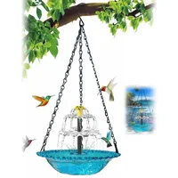 FELIXLEO Gartenbrunnen Solar Vogelbad Wasserfall Brunnen Hängend Solarpumpe Gartendeko