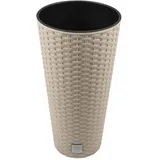 Blumentopf Pflanztopf Vase rund Oberfläche Imitation Rattan inkl. Pflanzeinsatz Mocca Gehäuse DRTUS 8 Liter