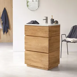 Tikamoon Badezimmermöbel aus massiver Eiche und Terrazzo Moon 60 cm