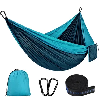 azyvum Hängematte Outdoor Camping Hängematten 300kg Tragkraft (300 x 200 cm) Einzel oder Doppel Ultraleicht Tragbar Reise Hängematte Garten Strand Doppelhängematte Fallschirm Nylon Atmungsaktiv Hammock